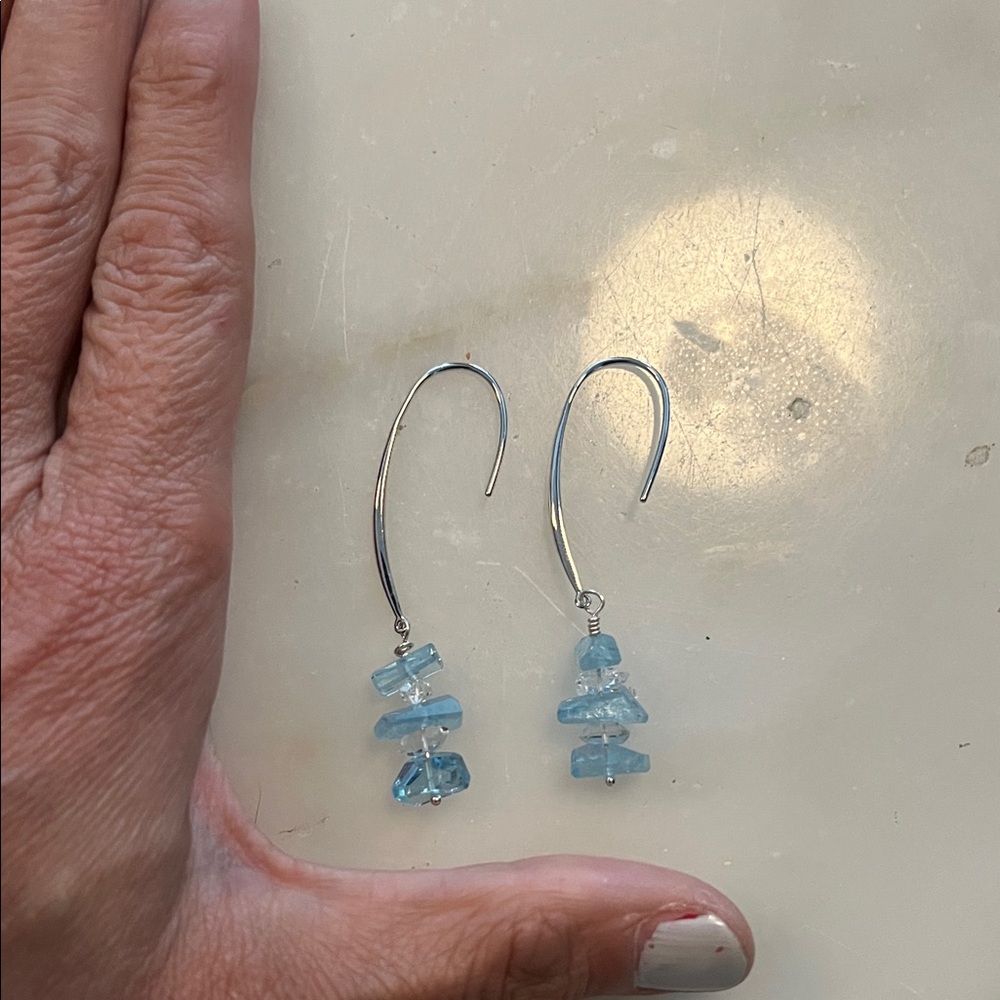 Silver and precious stone earrings. New never worn! Luxury item.